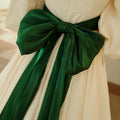 Laurel Ball French Vintage Jacquard Dress - Apricot Ivory Big Bow Belt- S-XL